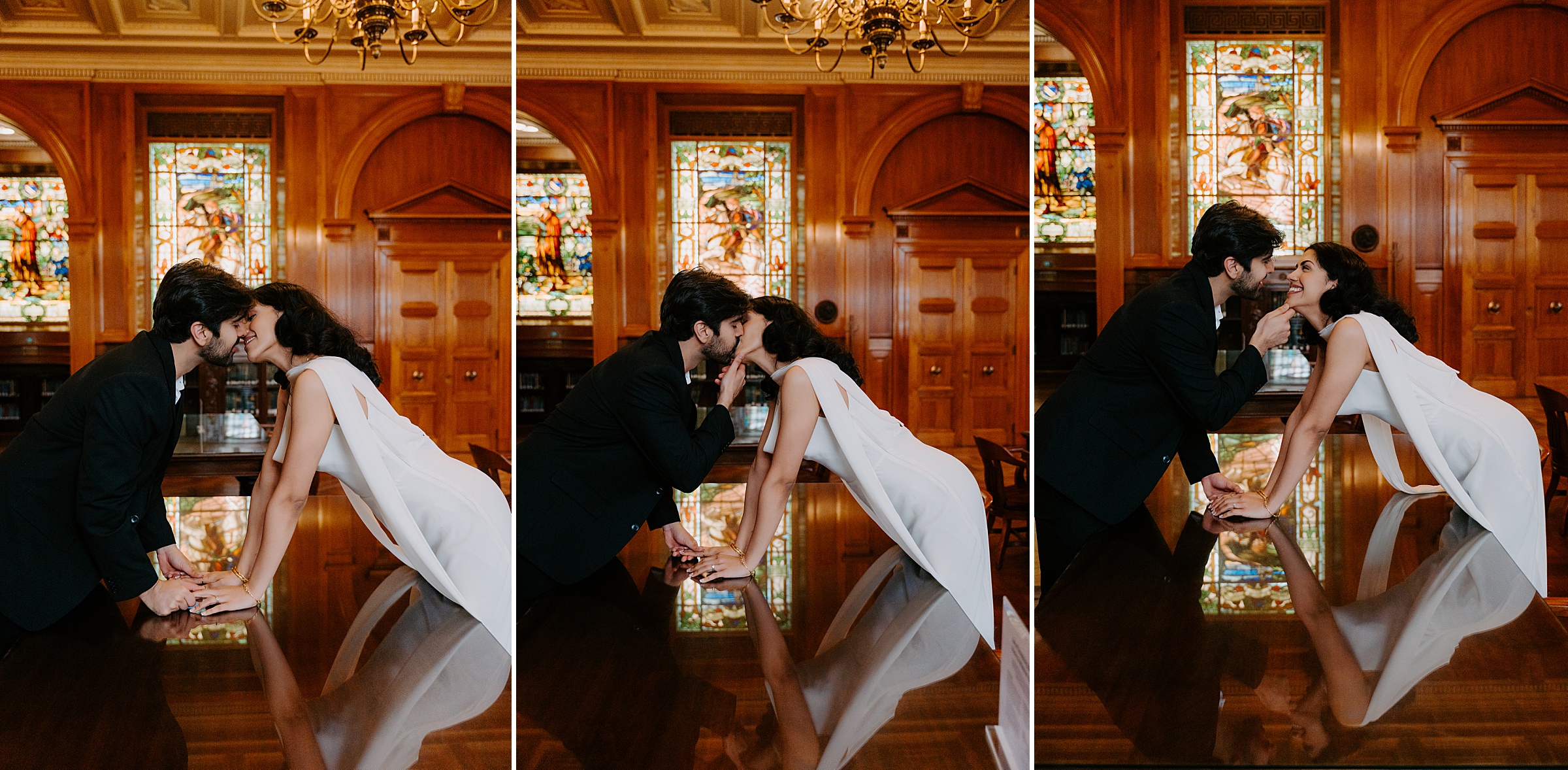 stained glass engagement photos Armstrong Browning Library