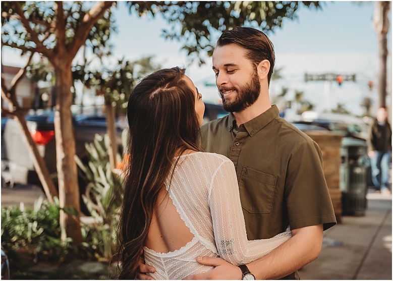 June and Christian downtown engagement session in Encinitas, Ca 