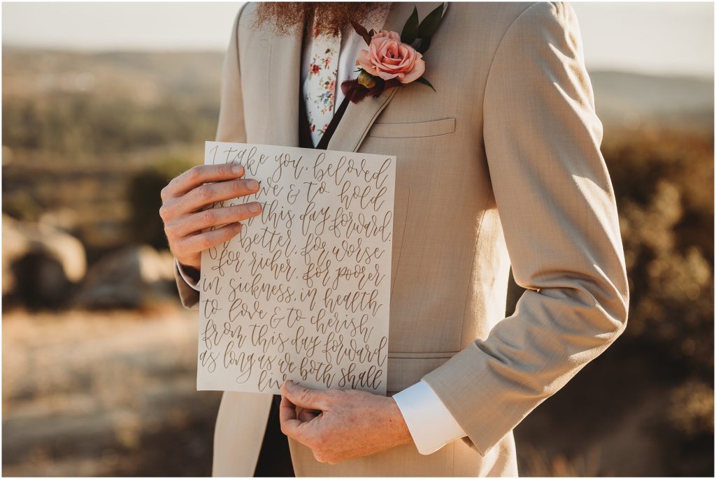 vows written in calligraphy by Something Lettered