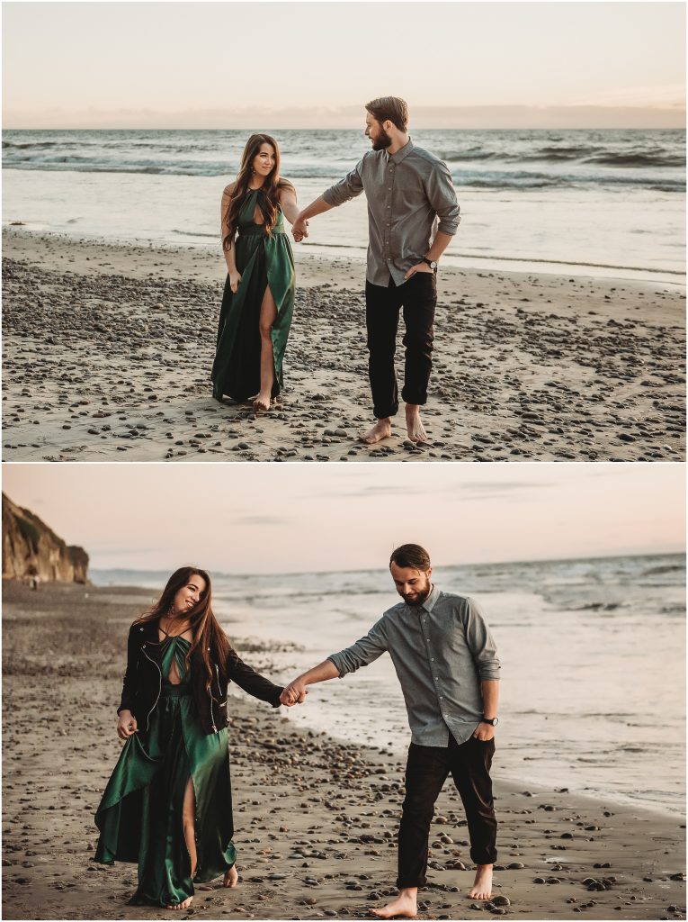 moody engagement session at Moonlight Beach in Encinitas, CA by Dallas wedding photographer