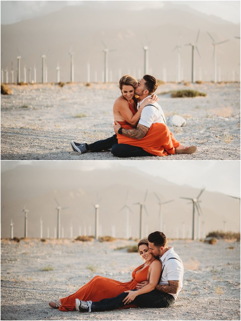 Engagement session at Palm Springs Windmills in Palm Springs, CA - Top SoCal Engagement Session Locations 