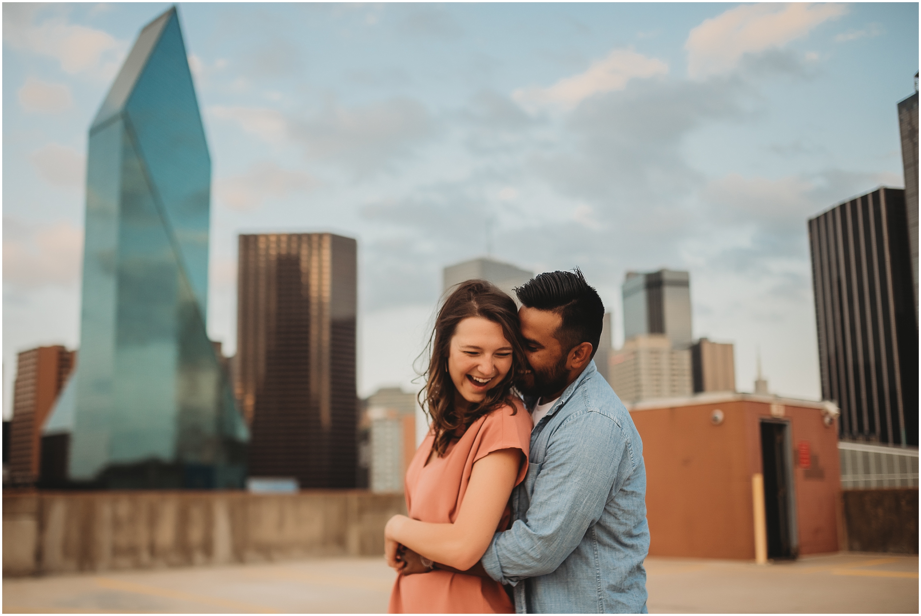 Downtown Dallas Rooftop couples session by Dallas wedding photographer