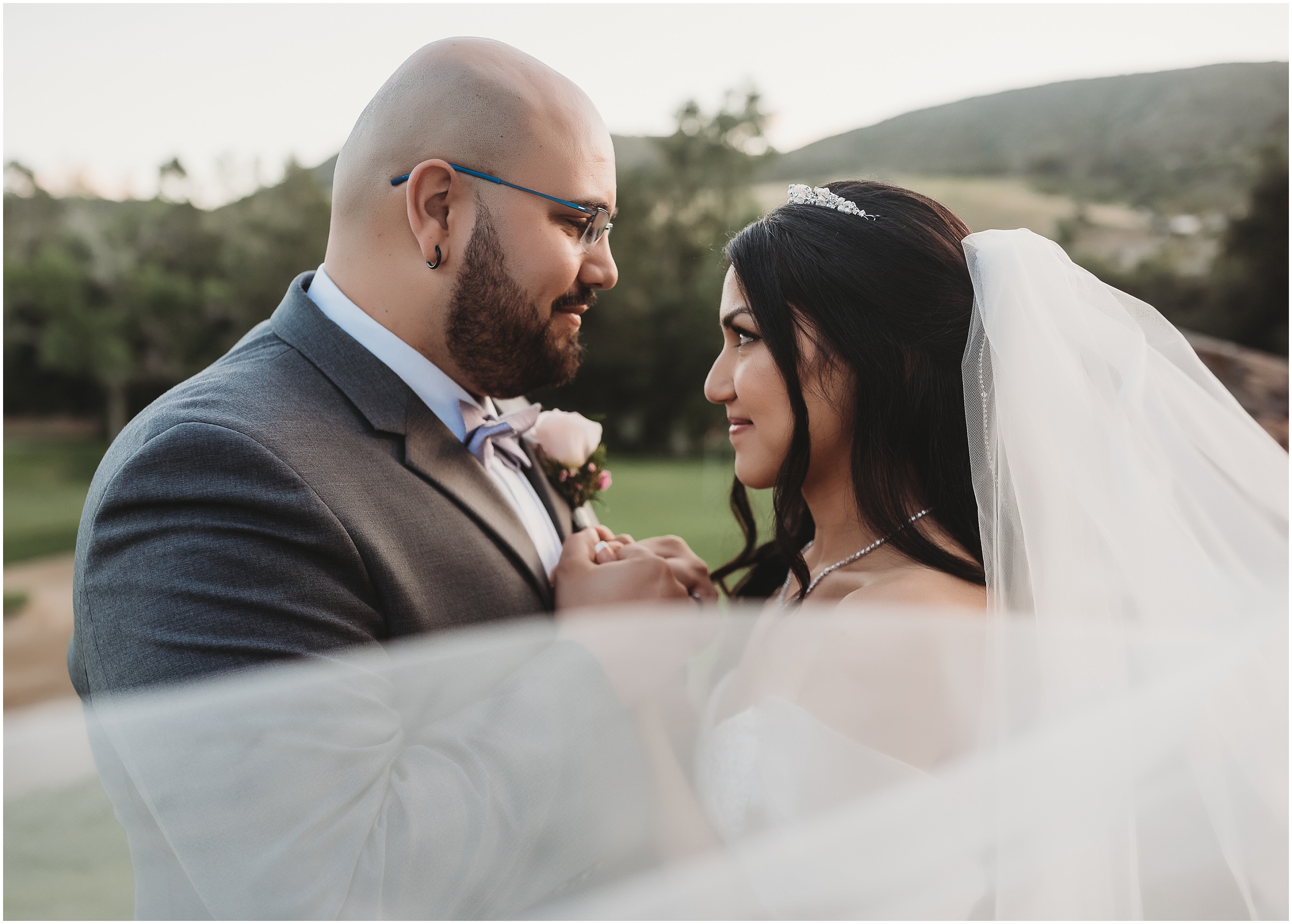 bride and groom at Twin Oaks Golf Course wedding by Temecula wedding photographer